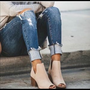 peep toe booties (new )